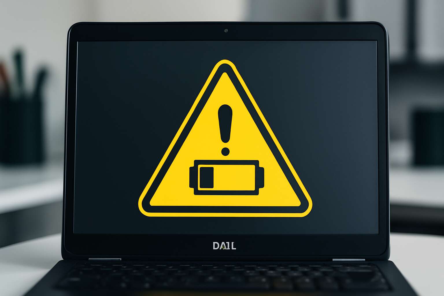 dell laptop battery yellow triangle