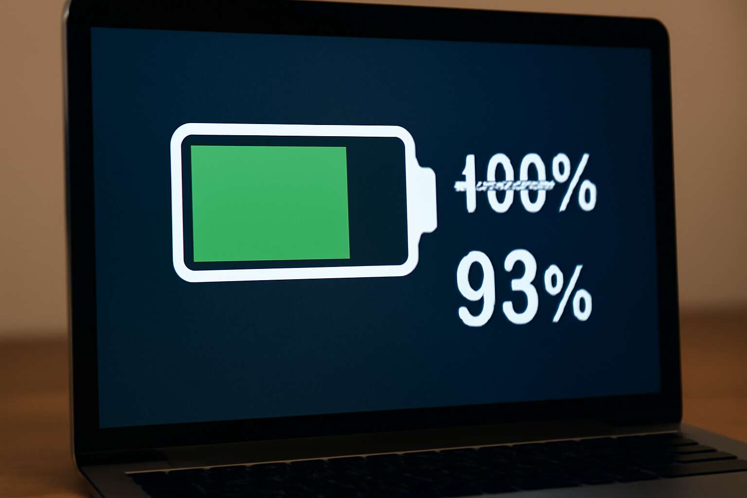 laptop battery jumps from 100 to 93