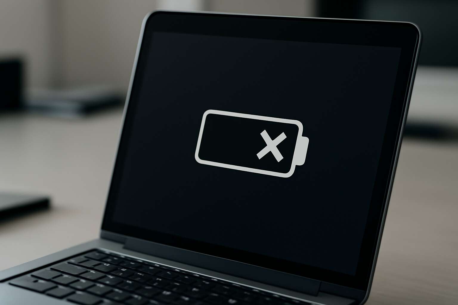laptop battery has x mark