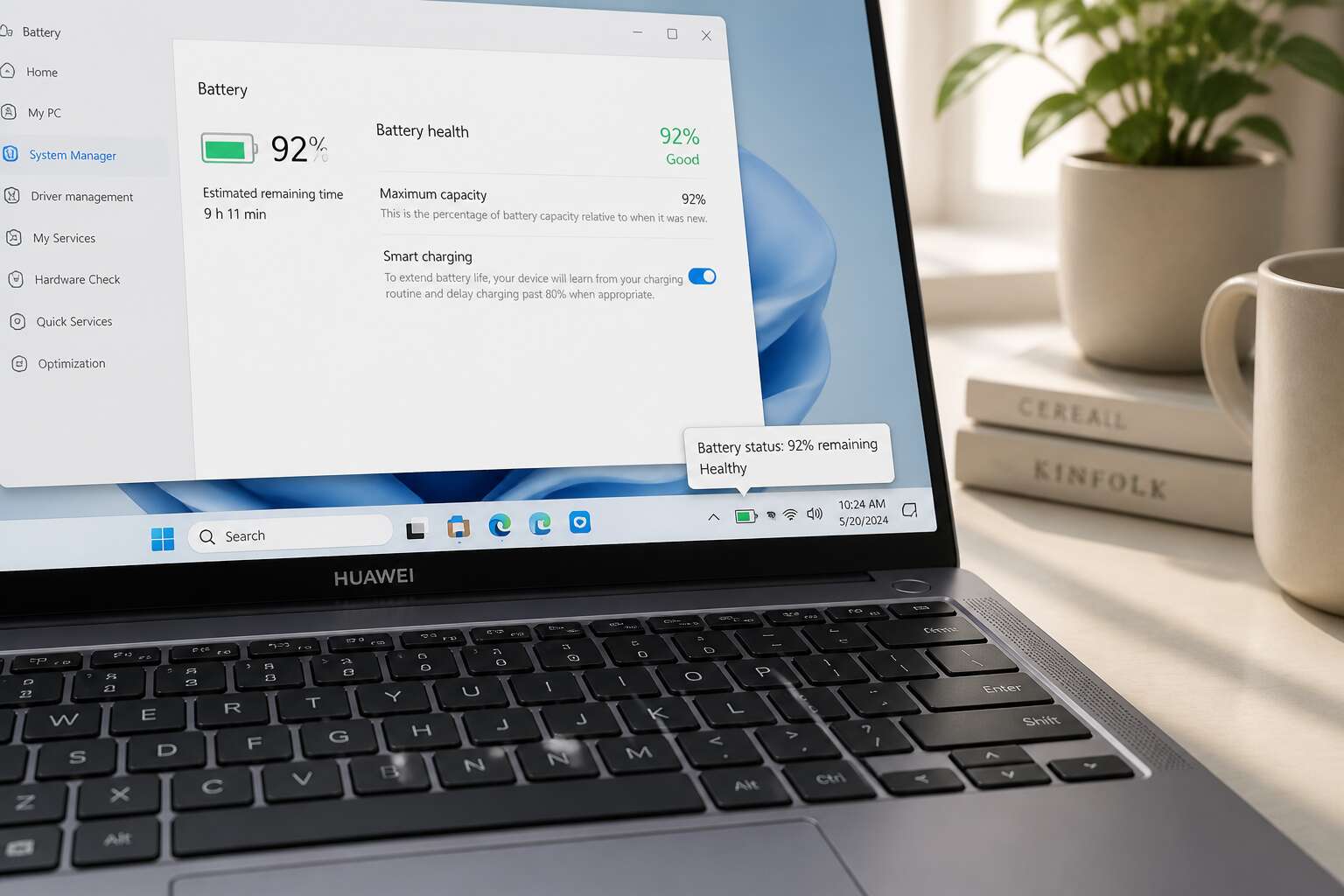 how to check huawei laptop battery health